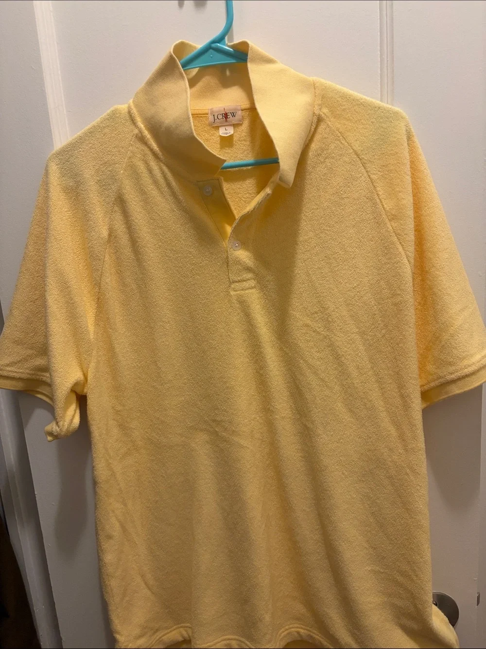 J. Crew Men's Banana Yellow Terry Polo Shirt